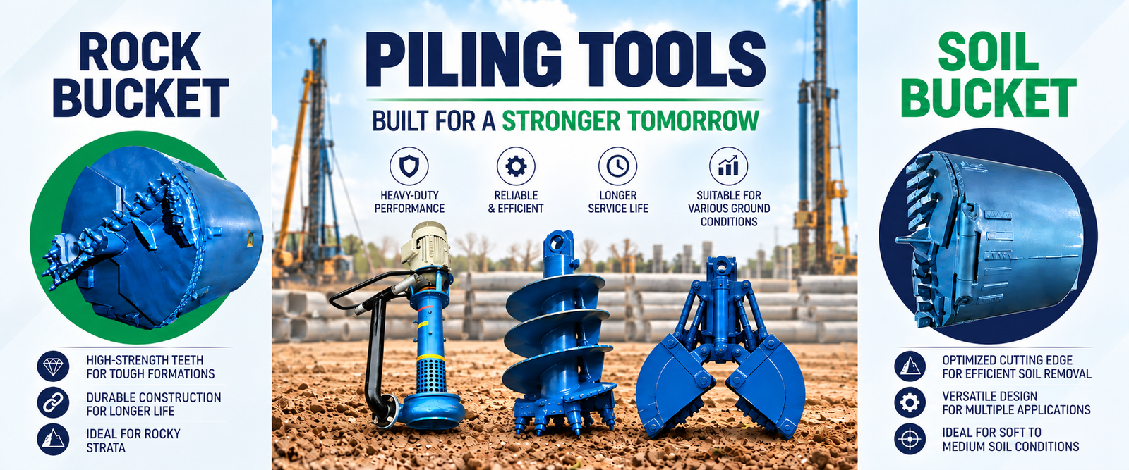 Piling tools, buckets and augers by RK International